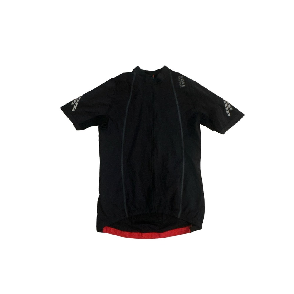 Men L Gore Bike Wear Zip Black Shirt Tee Short Sleeved Bicycling Athletic Pocket